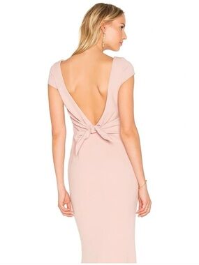 Katie May Blush Pink Backless Knot-Detail Gown